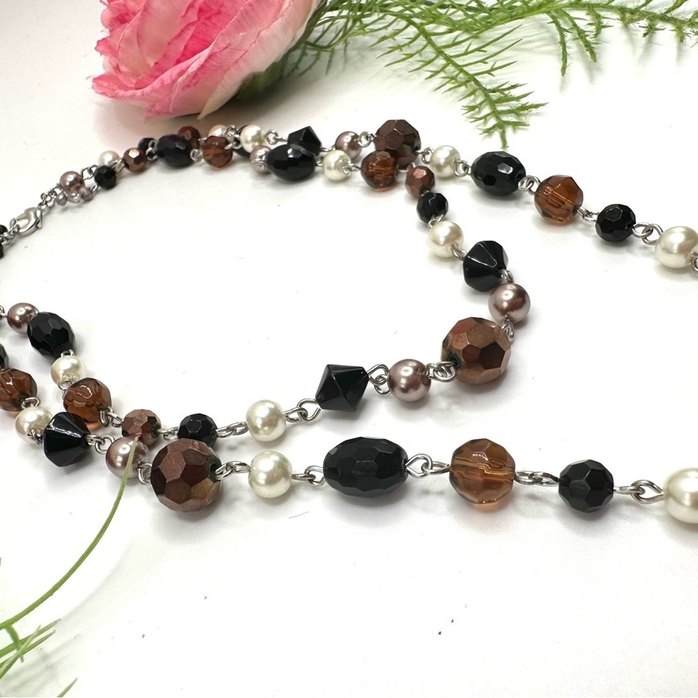 NEW⚜️GLASS Crystal & Pearl Beaded Necklace - Picture 4 of 7